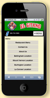 mobile restaurant website - smartphone friendly